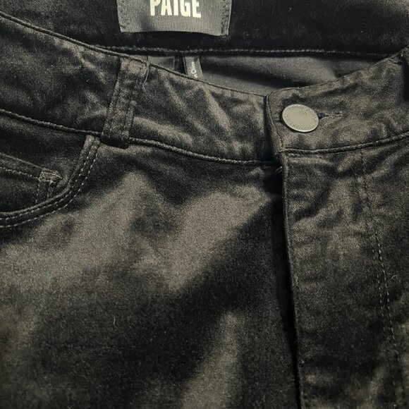 Paige Hoxton Black Velvet Jeans Size 30 Skinny Mid Rise Soft Stretch Pants Women - Picture 4 of 11